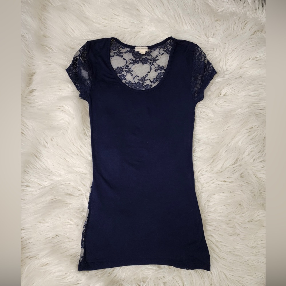 Navy Blue Lace Top, Women's Small - Picture 2 of 8
